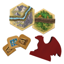 Load image into Gallery viewer, Catan - Treasures, Dragons, & Adventurers game pieces