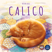 Load image into Gallery viewer, Calico board game cover art: cat laying on a quilt
